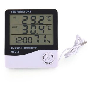 HTC-2-LCD-Digital-Temperature-Humidity-hygrometer-thermometer-Indoor-Outdoor-Sensor-Probe-with-Clock
