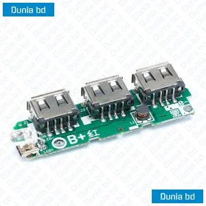 Alternative view of Power Bank Circuit 3 USB 5V 2A 1A Lithium Li-ion 18650 Battery Charging Board LED Indicator