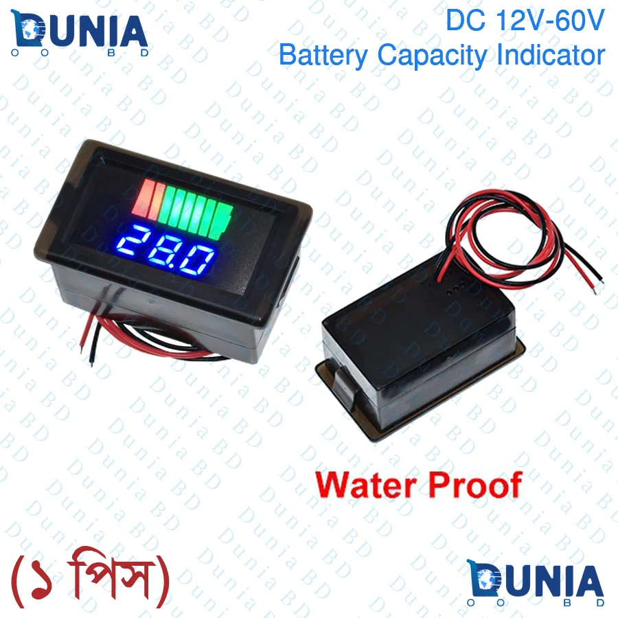 DC 12V-60V Battery Capacity Indicator ACID Lead-acid Lead Battery Charge Level LED Tester Red Digital Voltmeter