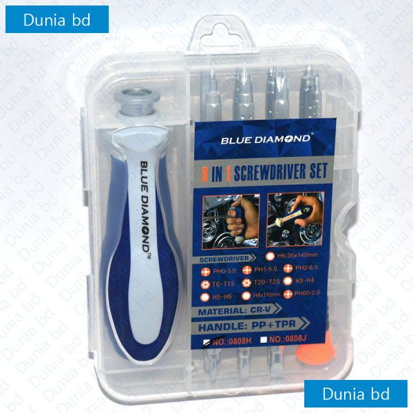 8 in 1 Multi Screwdriver set Blue Diamond Screw driver