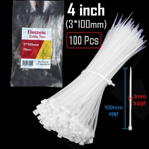 4 inch Cable Ties (3*100mm) Zip Wraps Strap Nylon Fastening Ring Loop Wire industrial Cable Tie