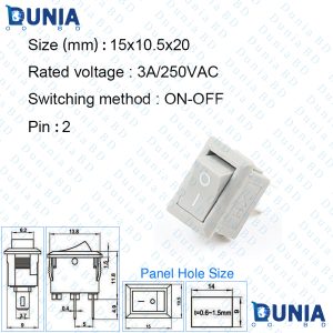 Button Switch ON OF 2 Pin 10x15mm KCD1-11 Power SPST Switches