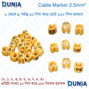 Cable Marker Tag 100 Pieces of 0 to 9 Yellow Color