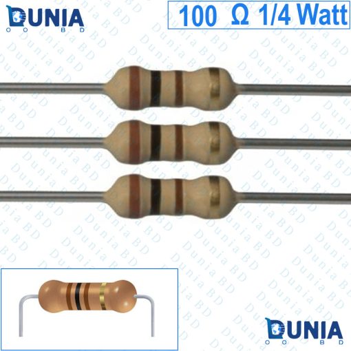 100 ohm 1/4 watt Quarter watt Resistor ±5% 100Ω 100 ohms Carbon Film Resistance