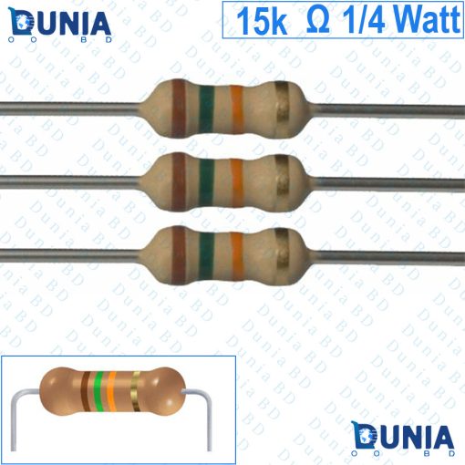 15k ohm 1/4 watt Quarter watt Resistor ±5% 15kΩ 15 Kohms 15000 ohms Carbon Film Resistance