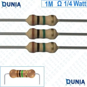 1M ohm 1/4 watt Quarter watt Resistor ±5% 1MΩ 1m ohms Carbon Film Resistance