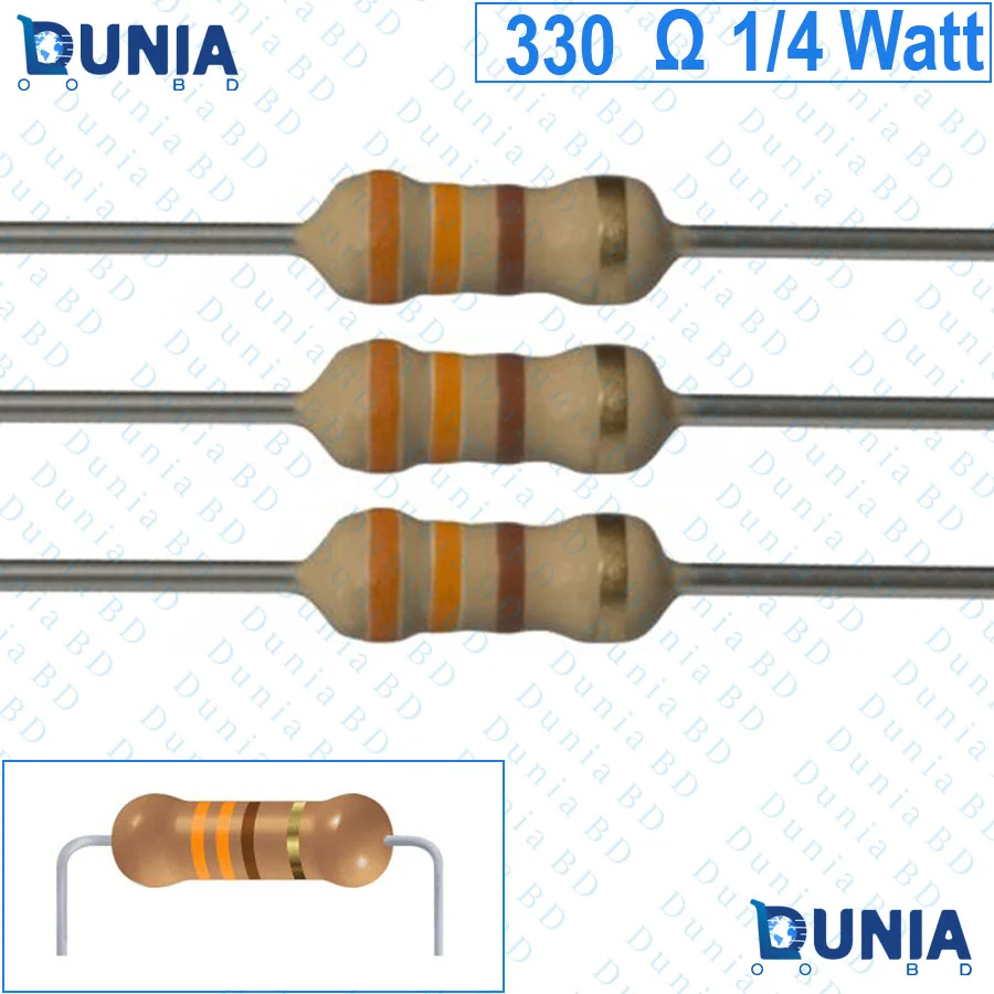 330 ohm 1/4 watt Quarter watt Resistor ±5% 330Ω 330 ohms Carbon Film Resistance