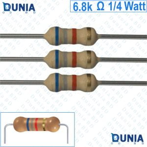 6.8k ohm 1/4 watt Quarter watt Resistor ±5% 6.8kΩ 6.8 Kohms 6800 ohms 6k8 Carbon Film Resistance