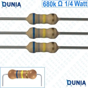 680k ohm 1/4 watt Quarter watt Resistor ±5% 680kΩ 680 Kohms 680000 ohms Carbon Film Resistance
