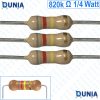 820k ohm 1/4 watt Quarter watt Resistor ±5% 820kΩ 820 Kohms 820000 ohms Carbon Film Resistance