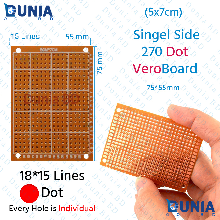 Veroboard Dot Type individual Hole Circuit Board Single Side DIY PCB Universal Plate