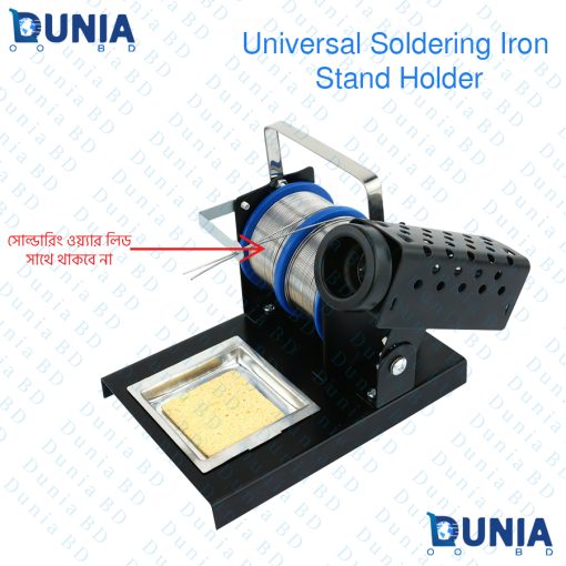 Soldering Iron Stand LTJ217 Universal Soldering Iron Holder Solder with Dispenser Reel Tin Holder and Frame Cleaning Sponge with Tray Metal Solder Wire Rack