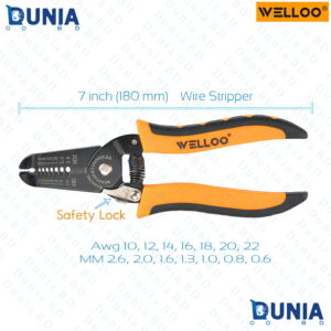 Wire Stripper Cutter 7” inch 180mm 7 in 1 Multi-Functional Hand Tool (Welloo WSP0701) Front