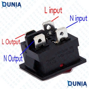 4 Pin 2-Position illuminated AC Power Rocker Switch (KCD1-104n) DPST ON-OFF Diagram