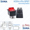 KCD4 DPST 16A 220v AC Illuminated Pure Cupper Rocker Switch ON-OFF 2 Position 4 Pins