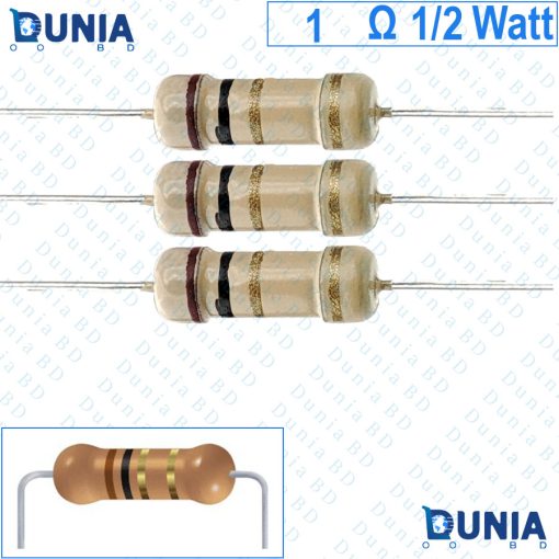 1 ohm 1/2 watt Half watt Resistor ±5% 1Ω 1 ohms Carbon Film Resistance