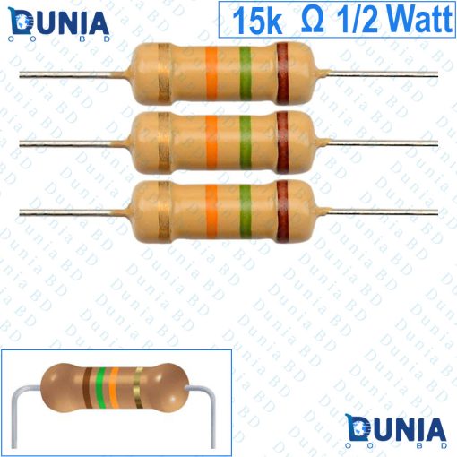 15k ohm 1/2 watt Half watt Resistor ±5% 15kΩ 15 Kohms 15000 ohms Carbon Film Resistance