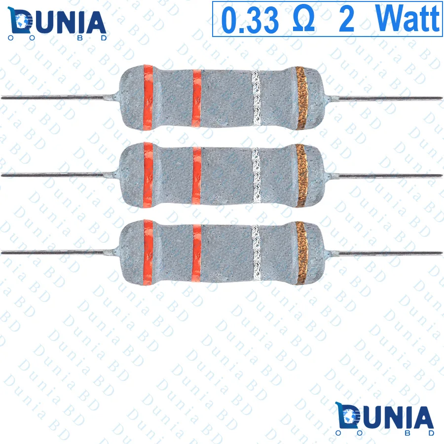 0.33 ohm 2 watt Two watt Resistor ±5% 0.33Ω 0.33 ohms Carbon Film Resistance