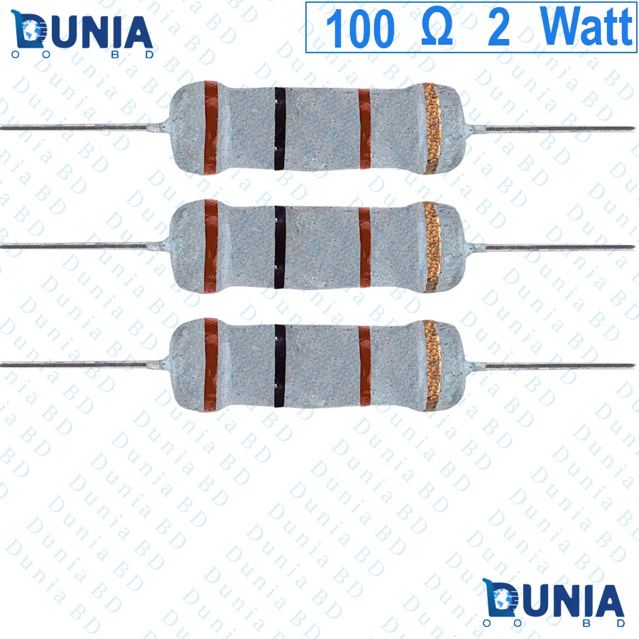 100 ohm 2 watt Two watt Resistor ±5% 100Ω 100 ohms Carbon Film Resistance