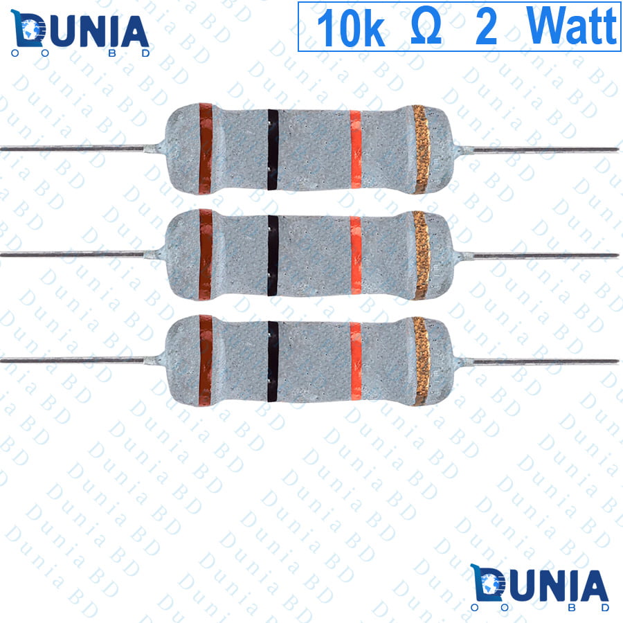 10k ohm 2 watt Two watt Resistor ±5% 10kΩ 10 Kohms 10000 ohms Carbon Film Resistance