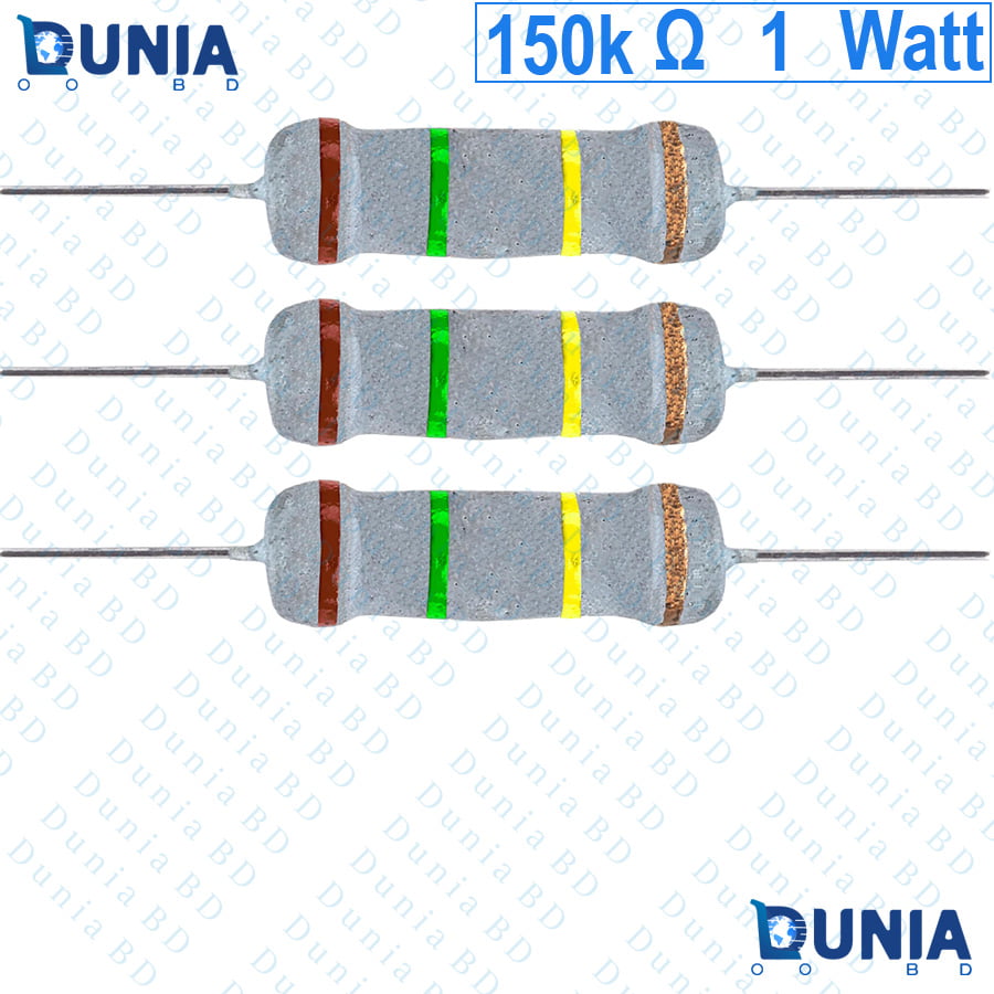 150k ohm 1 watt One watt Resistor ±5% 150kΩ 150 Kohms 150000 ohms Carbon Film Resistance