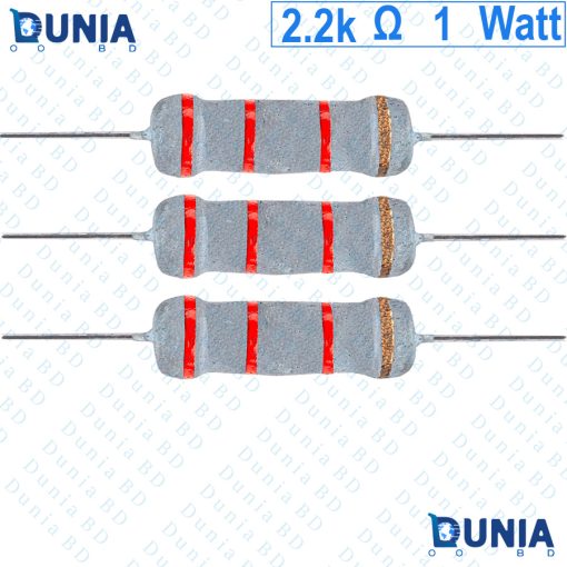 2.2k ohm 1 watt One watt Resistor ±5% 2.2kΩ 2.2 Kohms 2200 ohms 2k2 Carbon Film Resistance