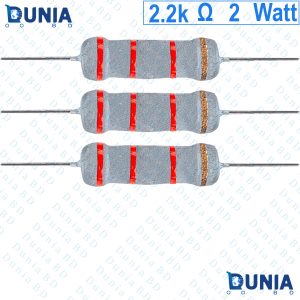 2.2k ohm 2 watt Two watt Resistor ±5% 2.2kΩ 2.2 Kohms 2200 ohms 2k2 Carbon Film Resistance