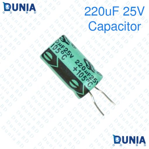 220uF 25V Capacitor Radial Electrolytic capacitor Polarized Aluminium body for Amplifier & Circuits