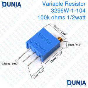 104 VR 100k ohms 1/2watt Variable Resistor 3296W-1-104 Trimmer Trimpot Cermet Potentiometer (2Pcs)