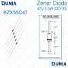 47V Zener Diode 0.5W Half Watt 47 Volt DO-35 BZX55C47