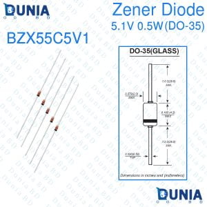 5.1V Zener Diode 0.5W Half Watt 5.1 Volt DO-35 BZX55C5V1