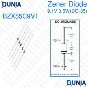 9.1V Zener Diode 0.5W Half Watt 9.1 Volt DO-35 BZX55C9V1
