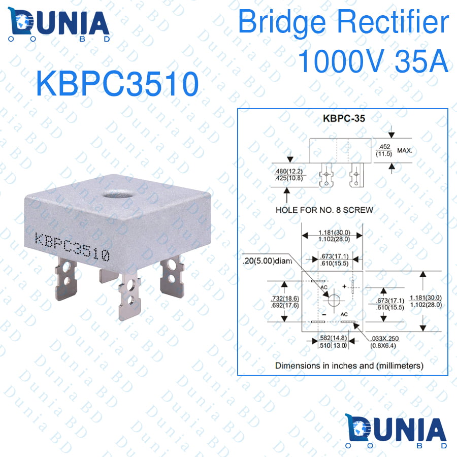 35A Bridge Rectifier 1000V 4-PIN KBPC3510