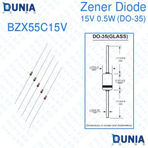 15V Zener Diode 0.5W Half Watt 15 Volt DO-35 BZX55C15V