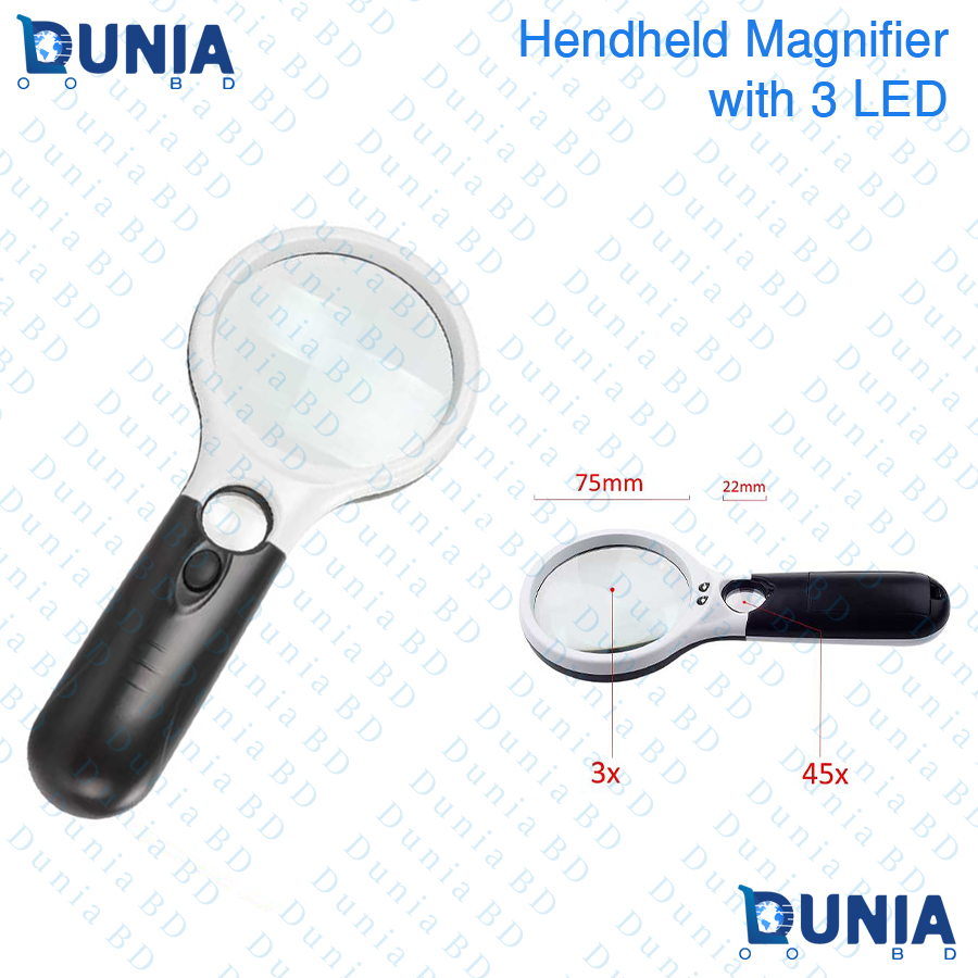 3X and 45X Optical Magnifier Diy Crafts 3 Led Illuminant 3X and 45X Magnification Hand Held Magnifier - Magnifing Glass with 3 LED