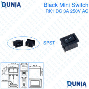 RK1 AC/DC Black Mini Switch 3A 205V