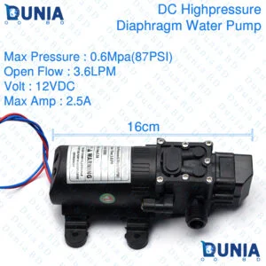 Diaphragm Water PUMP DC 12V 2.5A 87 PSI 3.6LPM Water Pump for Bike or Car Wash & Garden