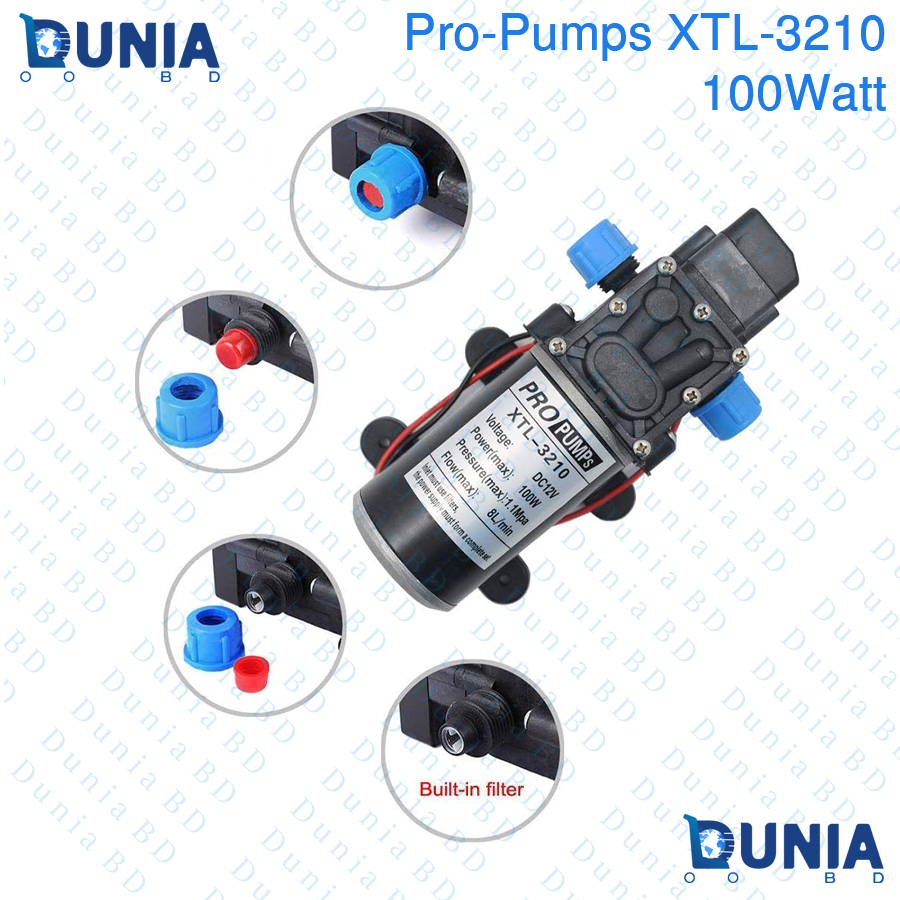 Pro Pump DC 12V 100W 160 Psi 8L/min 1.1Mpa High Pressure Water Pump for Bike or Car Wash & Garden irrigation