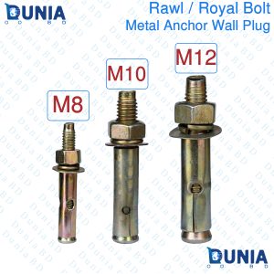 Royal Bolt Metal Anchor Wall Plug Rawl Kit 8 10 12 Number 10 12 14 Diameter Yellow Zinc Color
