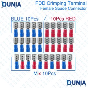 Easy Battery Connectors FDD Crimping Terminal Female Spade Connects and Disconnects Connector Red Blue Nylon Wiring Kit For Battery Cables Connections