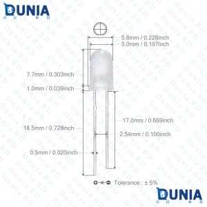 5mm DC LED Lights Colored Lens Diffused Round DC Lighting Bulb Lamps Electronics Components Light Emitting Diode (30Pcs)