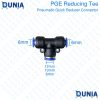 6mm Reducing Tee Pneumatic Quick Reducer Connector Push In T Type 3-Way PGE 6-8 PGE 6-10 PGE 6-12