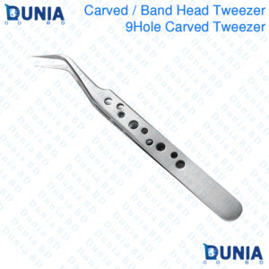 Anti Static Tweezers with 9 Holes Silver Metal Curved Tips