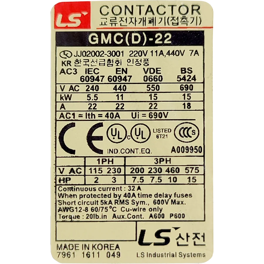 LS GMC-22 AC Magnetic Electric Power Contactor 3pole with ...