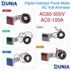 Mini Digital Volt-Ammeter AC60-500V AC0-100A AC Panel Meter Voltammeter Ammeter Voltmeter Double Led Display Voltage & Current Meter Indicator Monitor