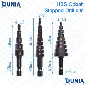 Step Drill Bit Black 3-12/4-12/4-20 HSS Titanium Cone Cutting Tools Woodworking Metal Drilling Hole Drill Bit