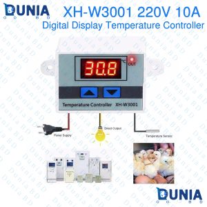XH-W3001 Digital Display Temperature Controller 220V 10A LED Temperature Controller with Thermostat Control Switch Probe