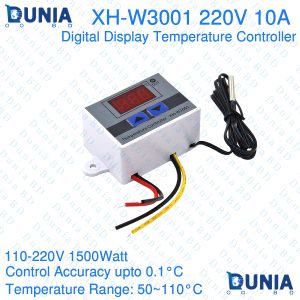 XH-W3001 Digital Display Temperature Controller 220V 10A LED Temperature Controller with Thermostat Control Switch Probe