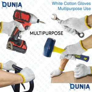 White Cotton Gloves - Safety Knit Gloves, Heavy Duty Glove Liner for Construction, BBQ Grill Cooking, Winter Work Handling, Fishing, Gardening, Cutting, Food Service Men Women Working Hands