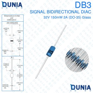 DB3 DIAC Bidirectional Trigger Diode 2A 32V 150mW DO-35 (DO-204AH) DB-3 Axial Silicon Diodes